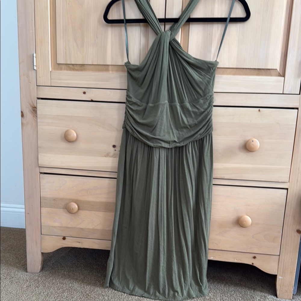 LOFT Green Halter Sundress Cocktail